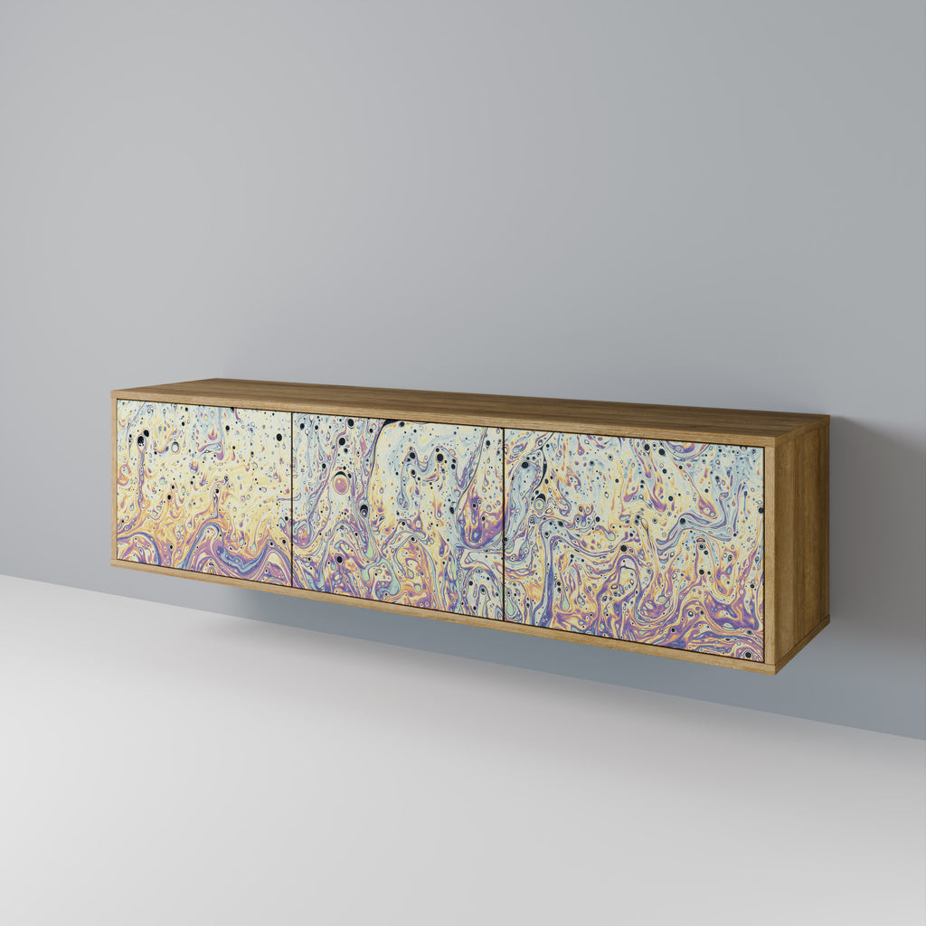Mueble de TV de 3 puertas MOSAIC OF COLORS efecto roble