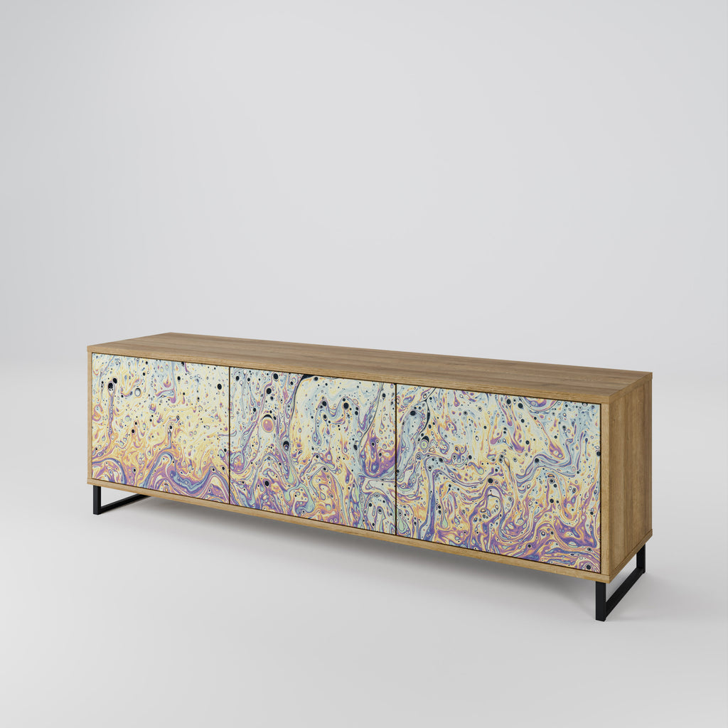 Mueble de TV de 3 puertas MOSAIC OF COLORS efecto roble