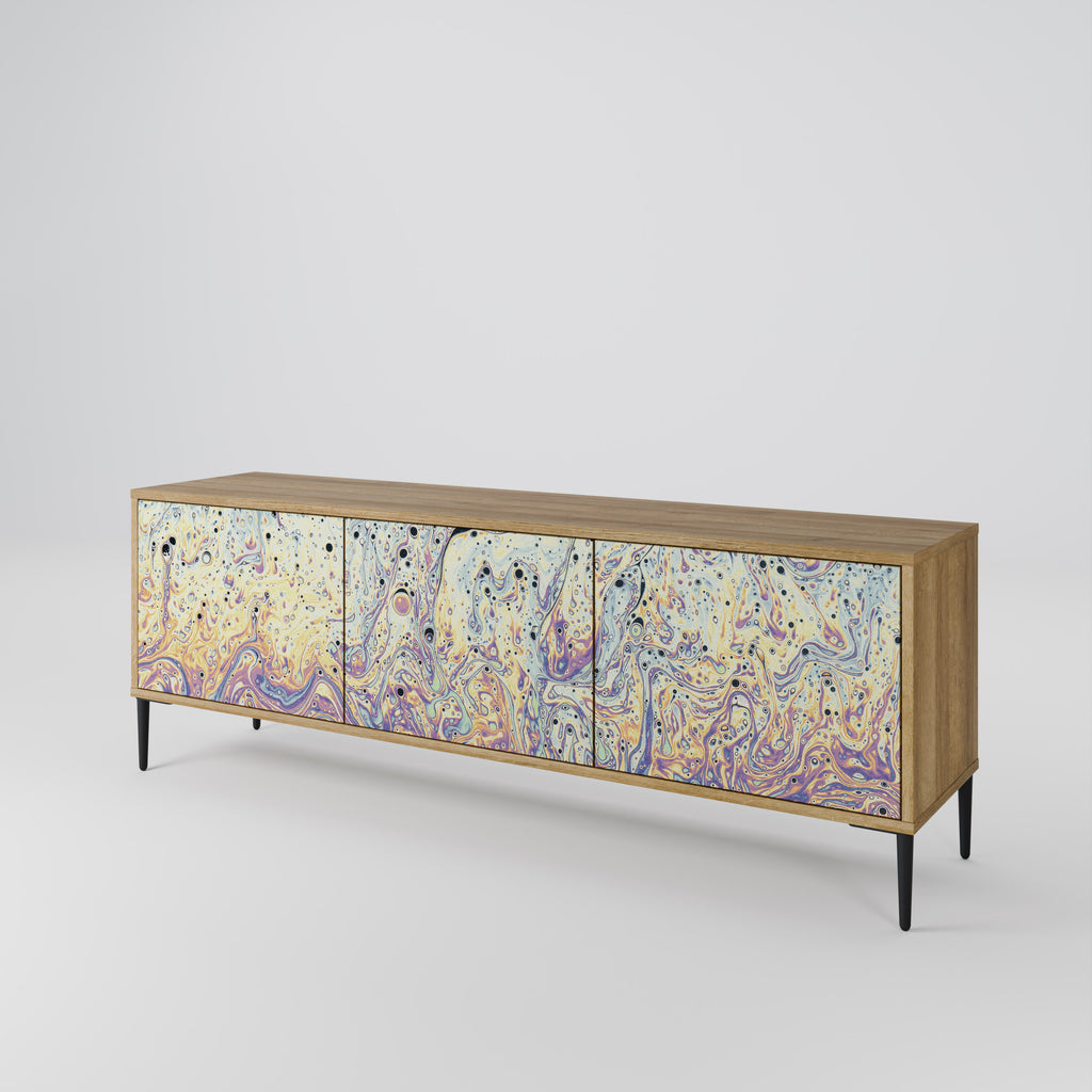 Mueble de TV de 3 puertas MOSAIC OF COLORS efecto roble