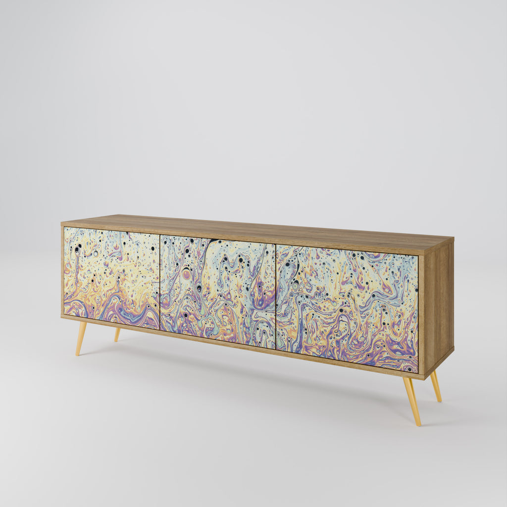 Mueble de TV de 3 puertas MOSAIC OF COLORS efecto roble