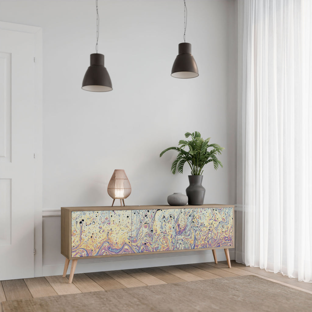Mueble de TV de 3 puertas MOSAIC OF COLORS efecto roble