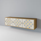 PATTERNED PRISM 3-Door TV Stand in Oak Effect