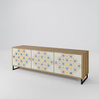 PATTERNED PRISM 3-Door TV Stand in Oak Effect