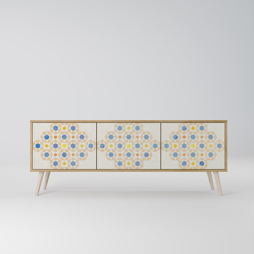 PATTERNED PRISM 3-Door TV Stand in Oak Effect