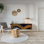 HOLLOW TIME 3-Door TV Stand in Oak Effect