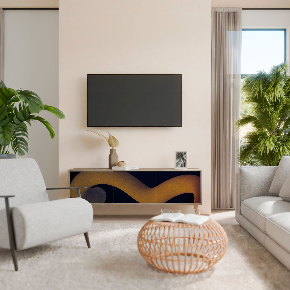 HOLLOW TIME Mueble de TV de 3 Puertas