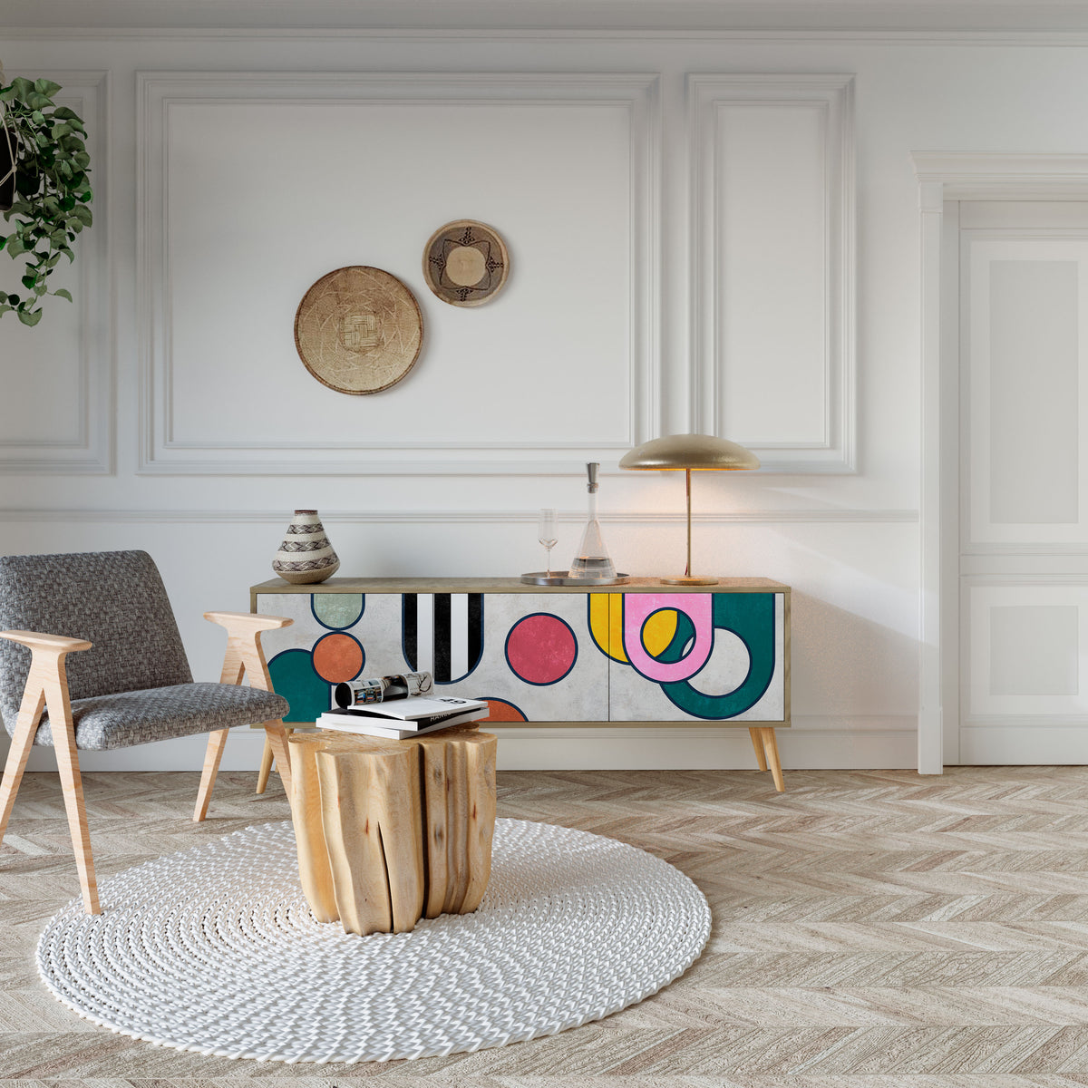 COOL STORY Mueble de TV de 3 Puertas