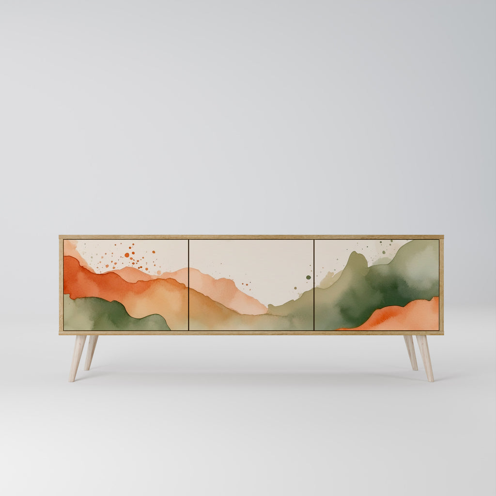 WATERCOLOUR PEAKS 3-Door TV Stand in Oak Effect