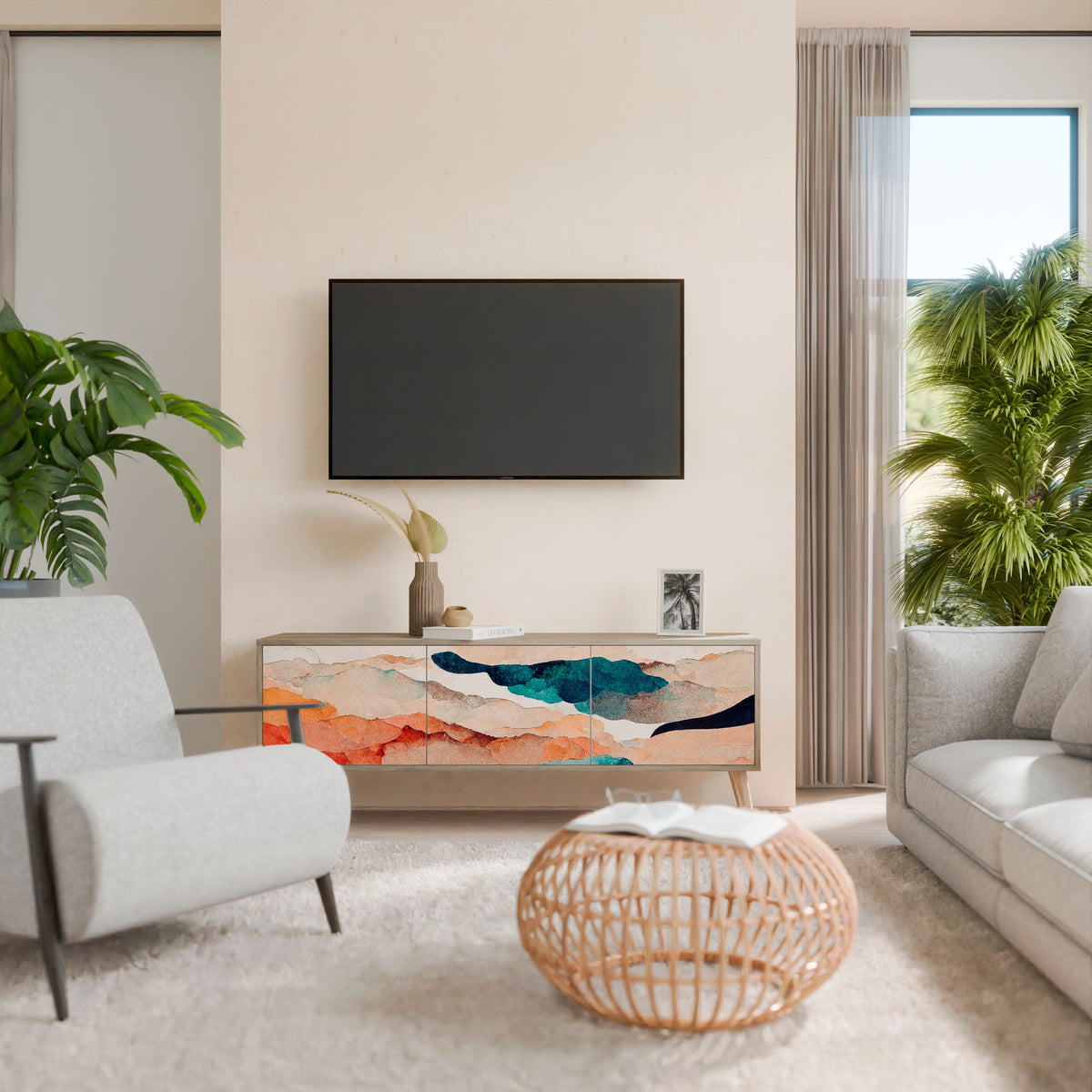ABSTRACT LANDSCAPE Mueble de TV de 3 Puertas