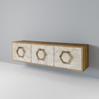 HEXAGONAL SHAPES 3-Door TV Stand in Oak Effect
