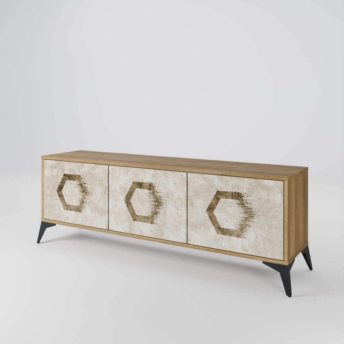 HEXAGONAL SHAPES Mueble de TV de 3 Puertas