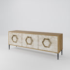 HEXAGONAL SHAPES 3-Door TV Stand in Oak Effect