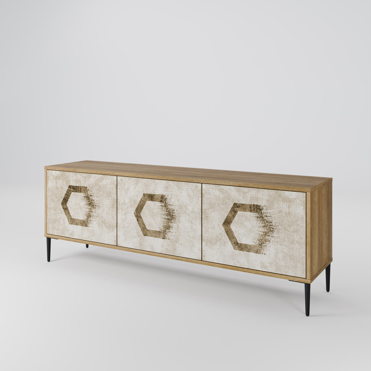 HEXAGONAL SHAPES Mueble de TV de 3 Puertas