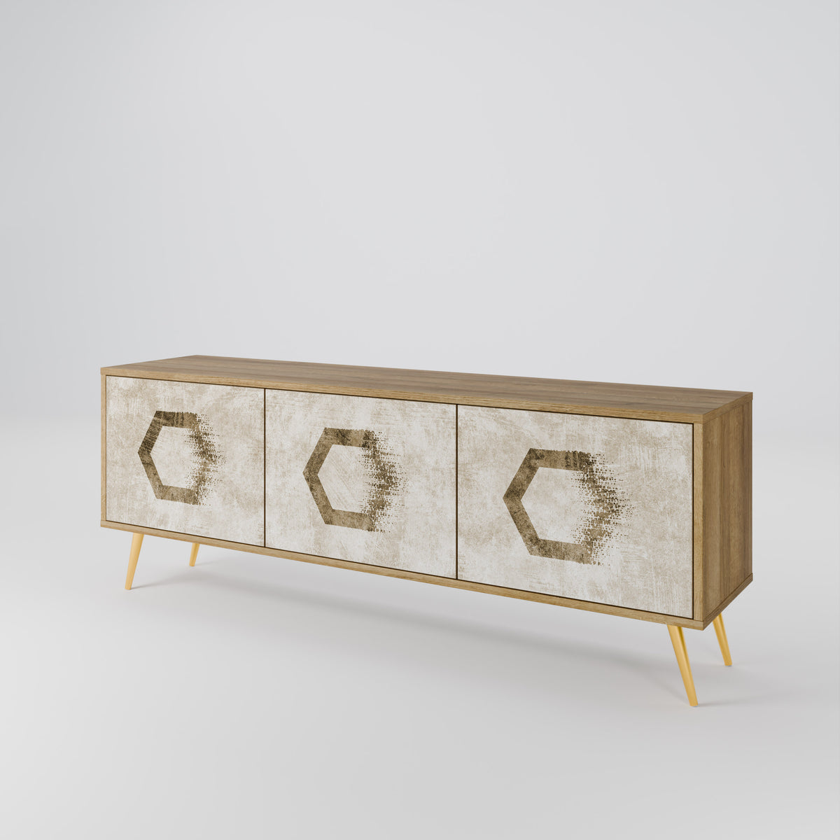 HEXAGONAL SHAPES Mueble de TV de 3 Puertas