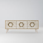 HEXAGONAL SHAPES 3-Door TV Stand in Oak Effect