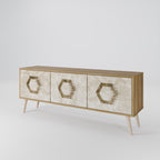 HEXAGONAL SHAPES 3-Door TV Stand in Oak Effect