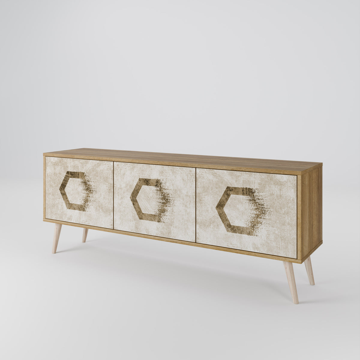 HEXAGONAL SHAPES Mueble de TV de 3 Puertas