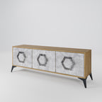 HEXAGONAL FIGURES 3-Door TV Stand in Oak Effect