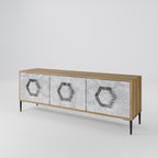 HEXAGONAL FIGURES 3-Door TV Stand in Oak Effect