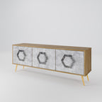 HEXAGONAL FIGURES 3-Door TV Stand in Oak Effect