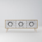 HEXAGONAL FIGURES 3-Door TV Stand in Oak Effect
