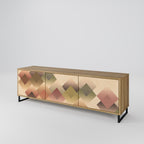 GEOMETRIC FUSION 3-Door TV Stand in Oak Effect