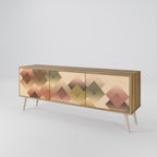 GEOMETRIC FUSION 3-Door TV Stand in Oak Effect