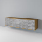 CONCRETE ZIG ZAG 3-Door TV Stand in Oak Effect