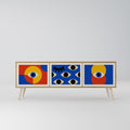 GEOMETRIC EYES 3-Door TV Stand in Oak Effect