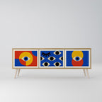GEOMETRIC EYES 3-Door TV Stand in Oak Effect