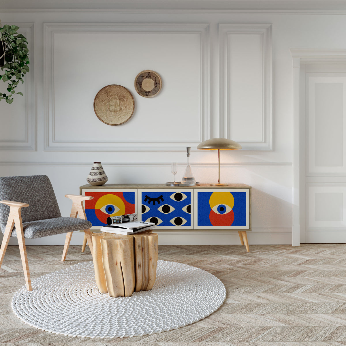 GEOMETRIC EYES Mueble de TV de 3 Puertas