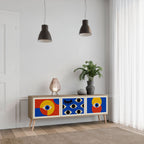 GEOMETRIC EYES 3-Door TV Stand in Oak Effect