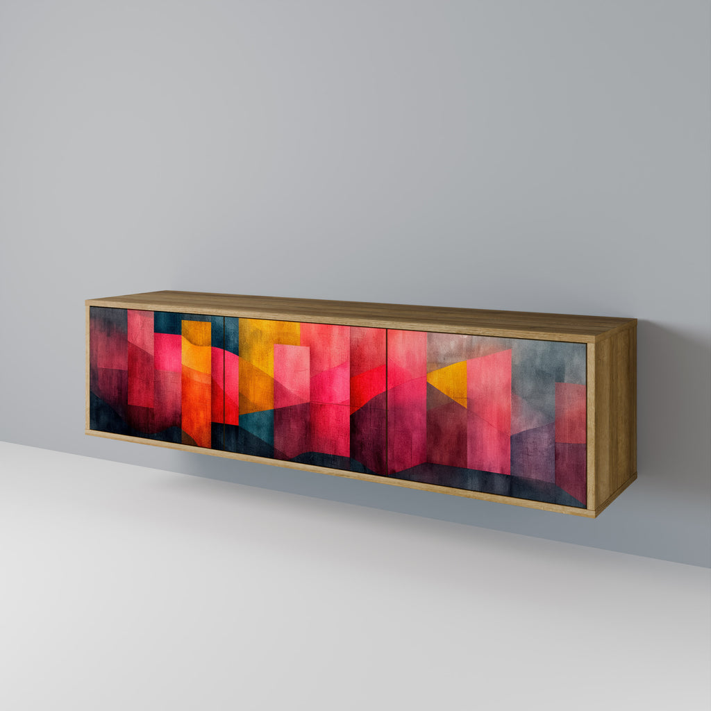 Mueble de TV de 3 puertas COLORFUL SOUNDS con efecto roble