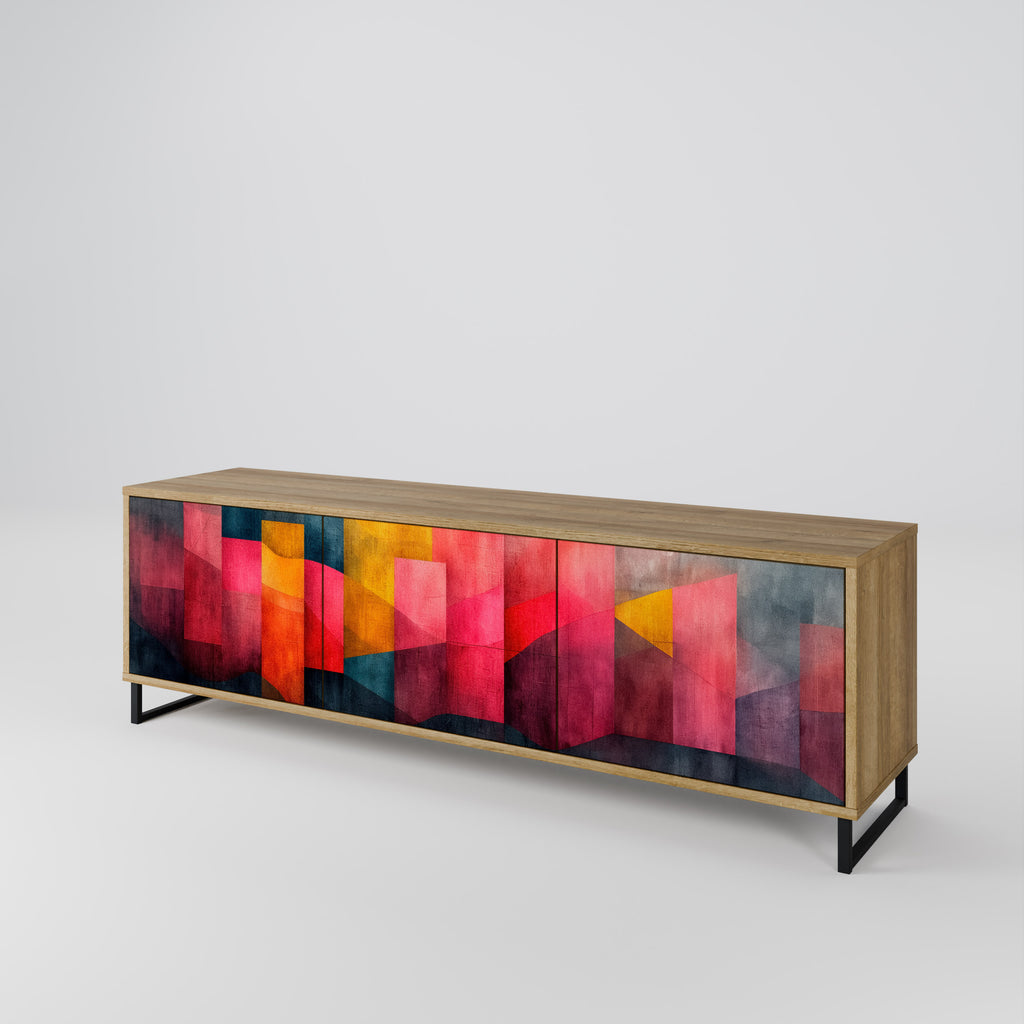 Mueble de TV de 3 puertas COLORFUL SOUNDS con efecto roble