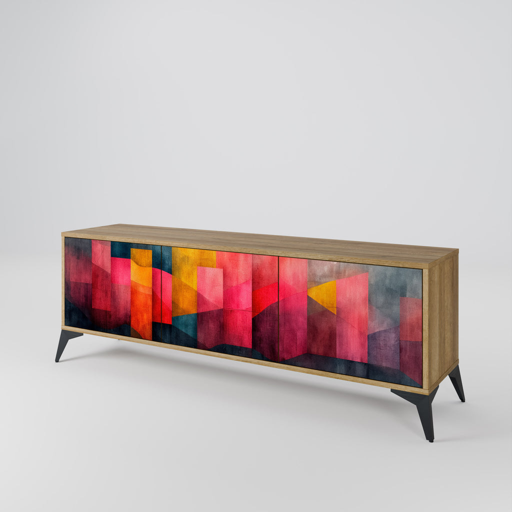 Mueble de TV de 3 puertas COLORFUL SOUNDS con efecto roble