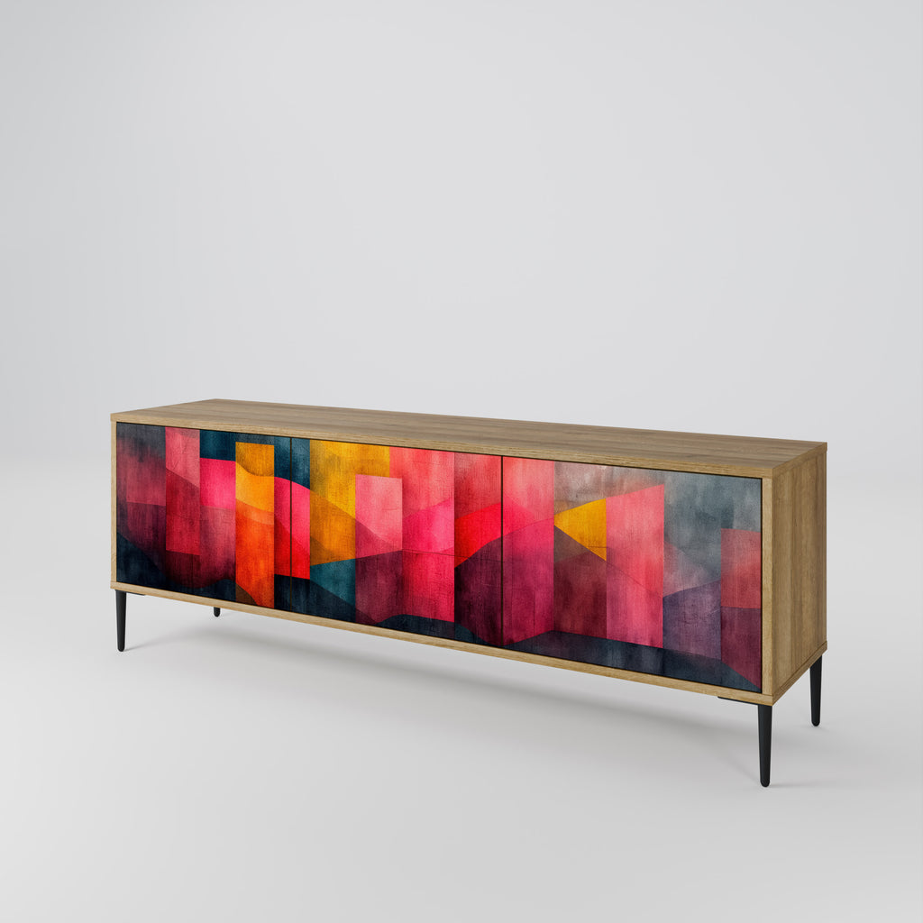 Mueble de TV de 3 puertas COLORFUL SOUNDS con efecto roble