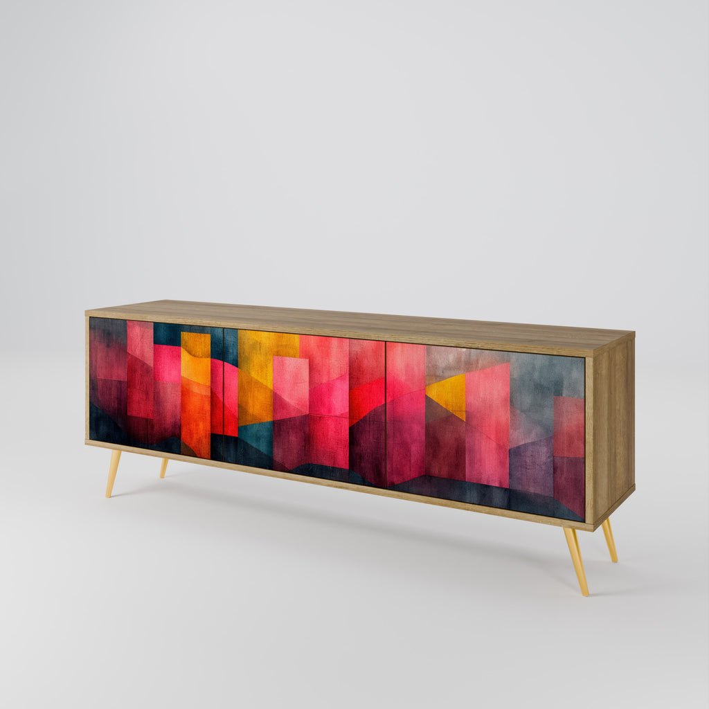 Mueble de TV de 3 puertas COLORFUL SOUNDS con efecto roble