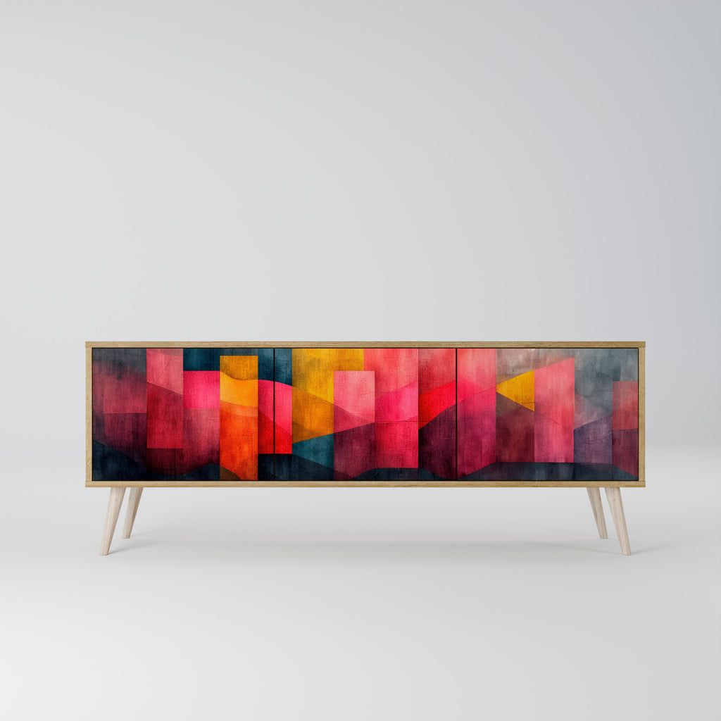 Mueble de TV de 3 puertas COLORFUL SOUNDS con efecto roble