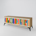 GEOMETRIC SHINE 3-Door TV Stand in Oak Effect