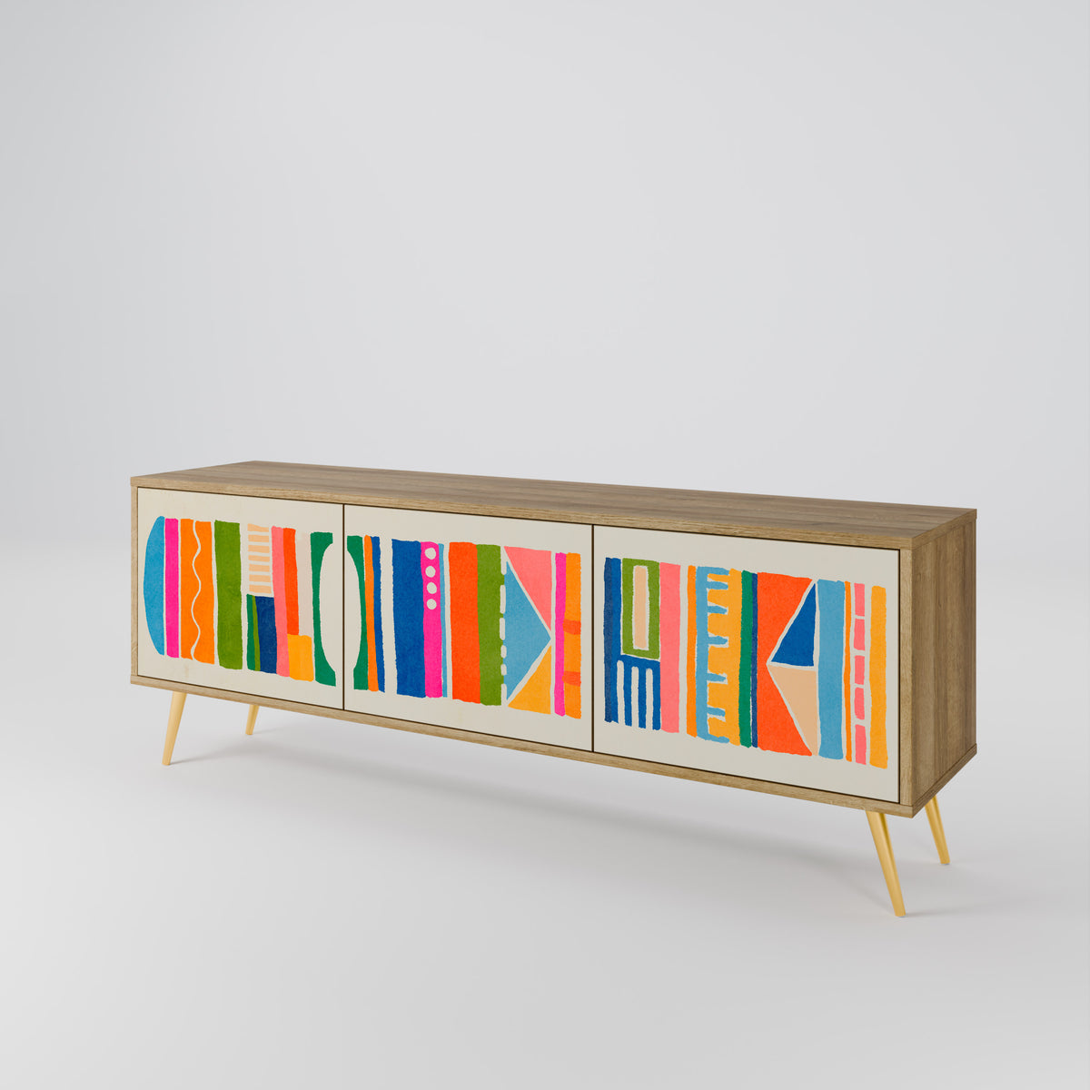 GEOMETRIC SHINE Mueble de TV de 3 Puertas