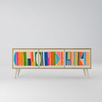 GEOMETRIC SHINE 3-Door TV Stand in Oak Effect