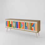 GEOMETRIC SHINE 3-Door TV Stand in Oak Effect