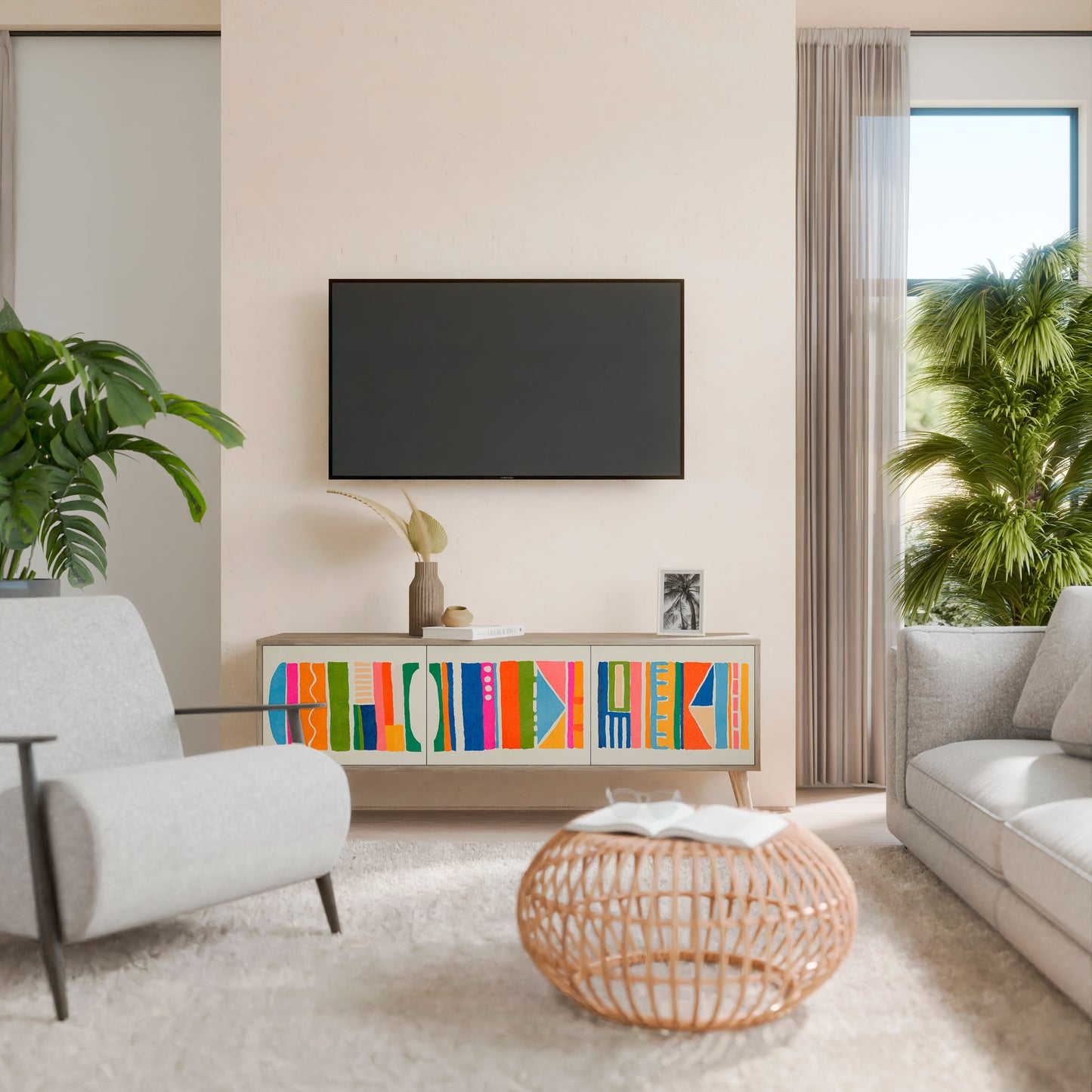 GEOMETRIC SHINE Mueble de TV de 3 Puertas