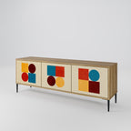GEOMETRIC PUZZLE 3-Door TV Stand in Oak Effect