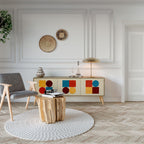 GEOMETRIC PUZZLE 3-Door TV Stand in Oak Effect