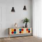 GEOMETRIC PUZZLE 3-Door TV Stand in Oak Effect