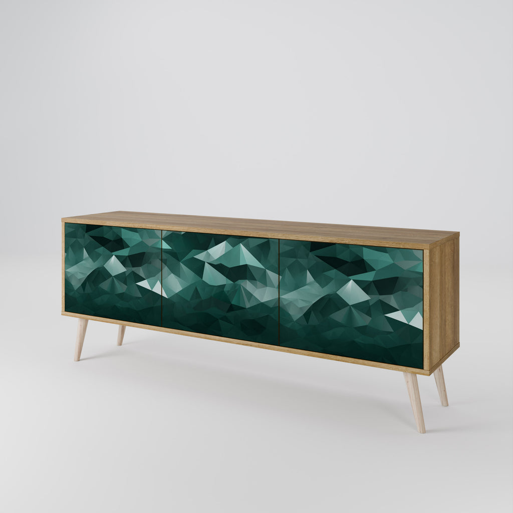POLYGONAL FLOATING 3-Door TV Stand in Oak Effect