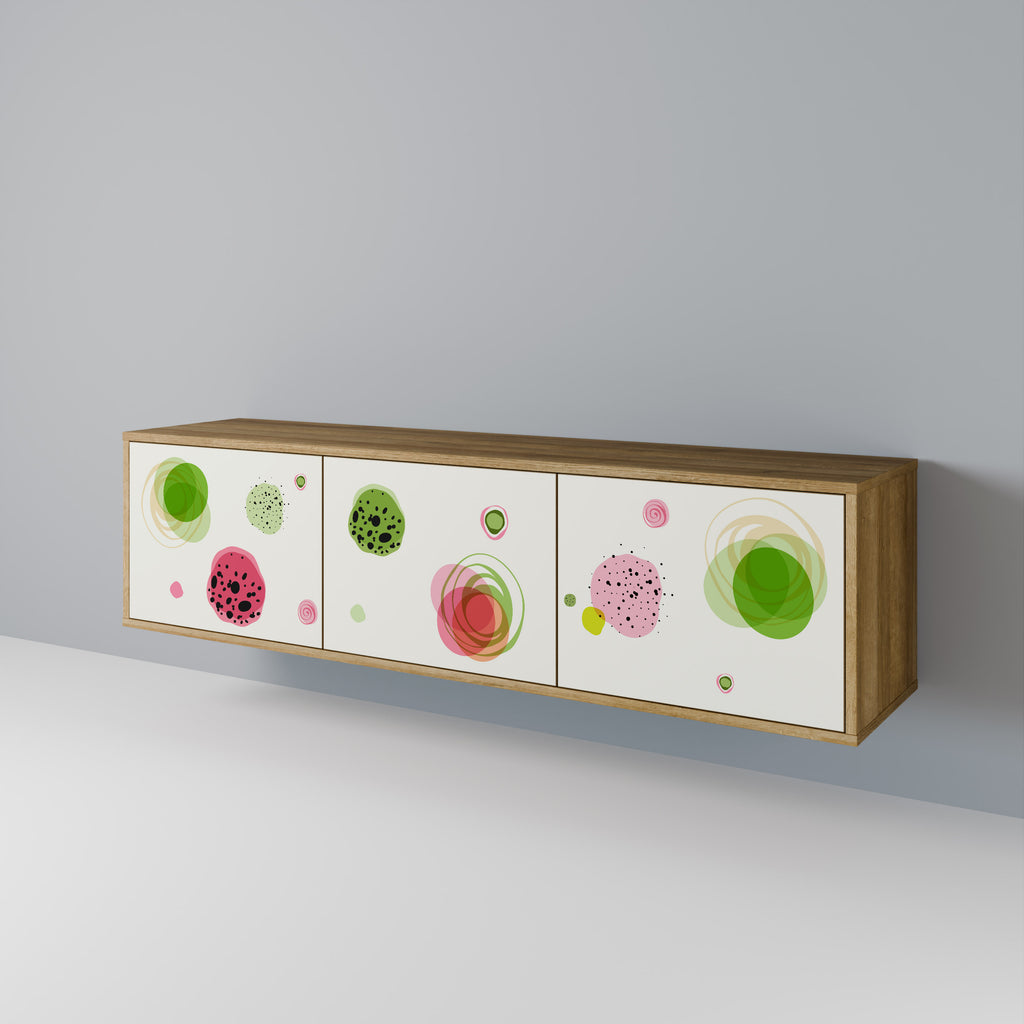 Mueble de TV COLORFUL COSMOS de 3 puertas con efecto roble