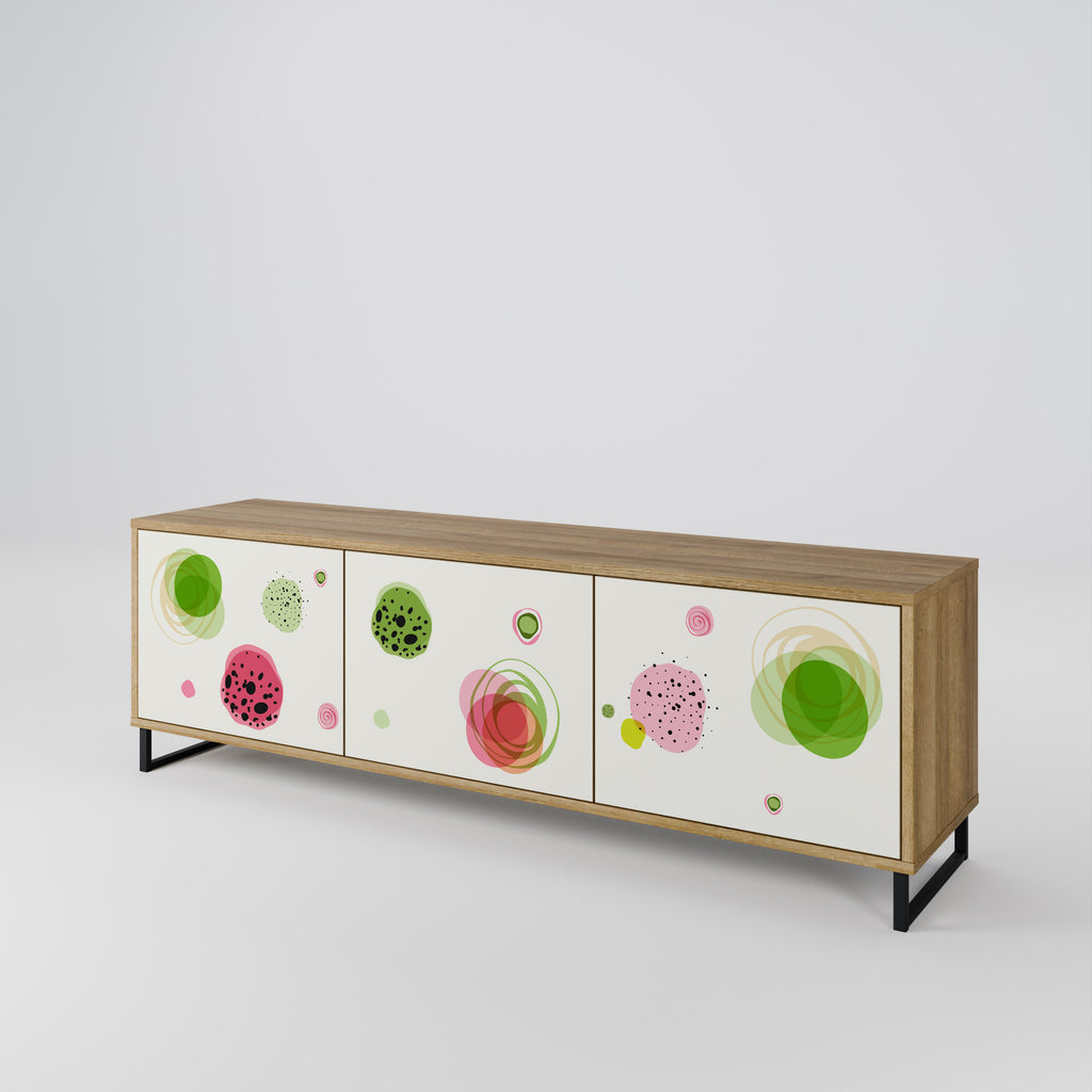 Mueble de TV COLORFUL COSMOS de 3 puertas con efecto roble