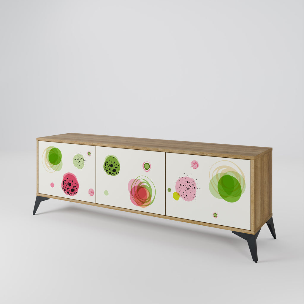 Mueble de TV COLORFUL COSMOS de 3 puertas con efecto roble